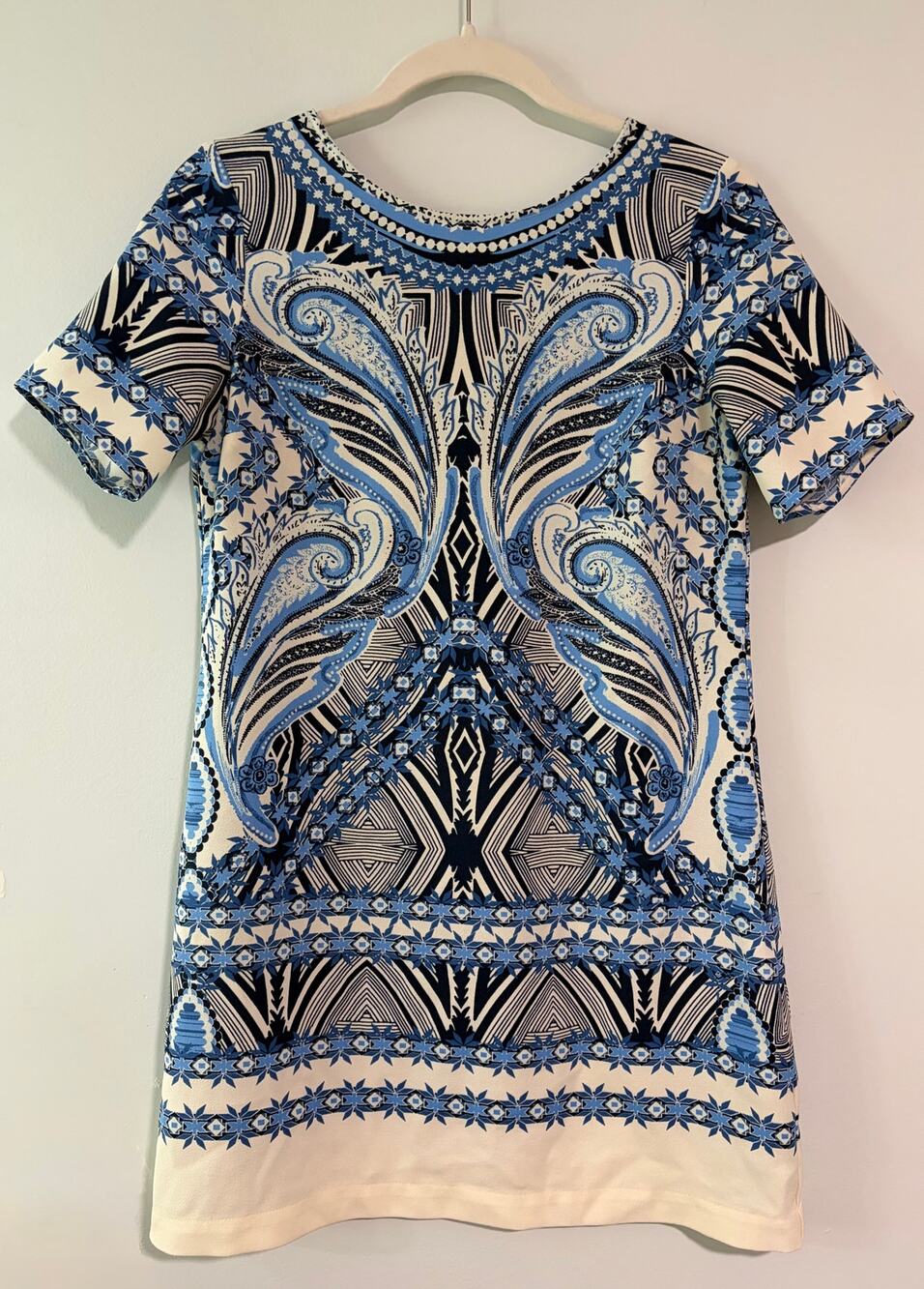 Abercrombie & Fitch Blue Paisley Medallion Print Shift Dress Size S